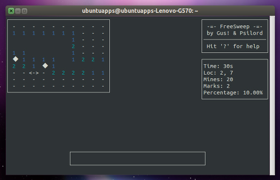 Freesweep Ubuntu 端末 マインスイーパー